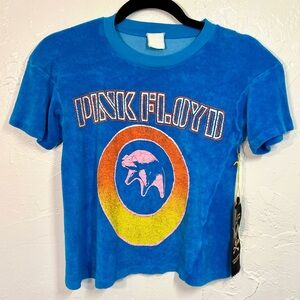 NWT Madeworn Pink Floyd Pig Album Cover Blue Terry Cloth Graphic Crop Top